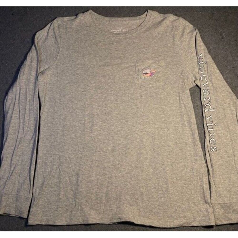 VINEYARD VINES long‎ sleeve PULLOVER Shirt Mens Small Gray Crew Neck Casual